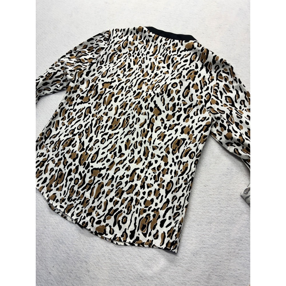 Jones New York Signature Leopard Animal Print Blouse Mob Wife Office Med Cotton - Picture 9 of 9